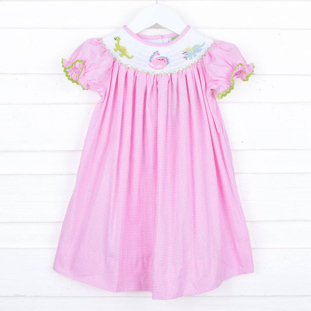 Dinosaur Smocked Bishop Dress – Classic Whimsy