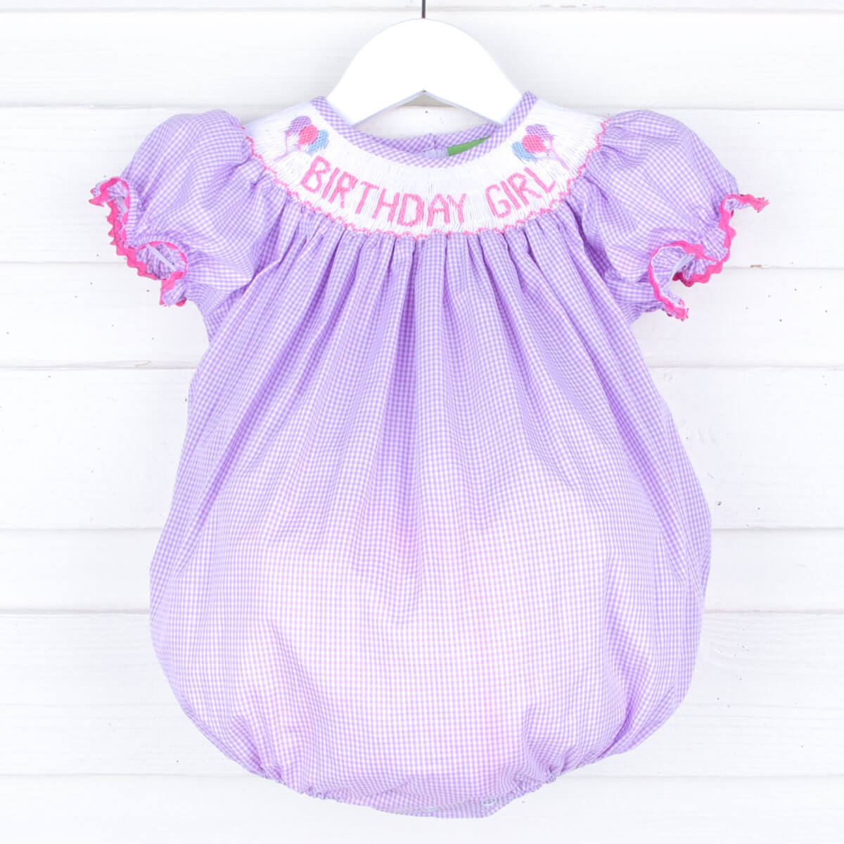 Birthday Girl Lavender Smocked Bubble