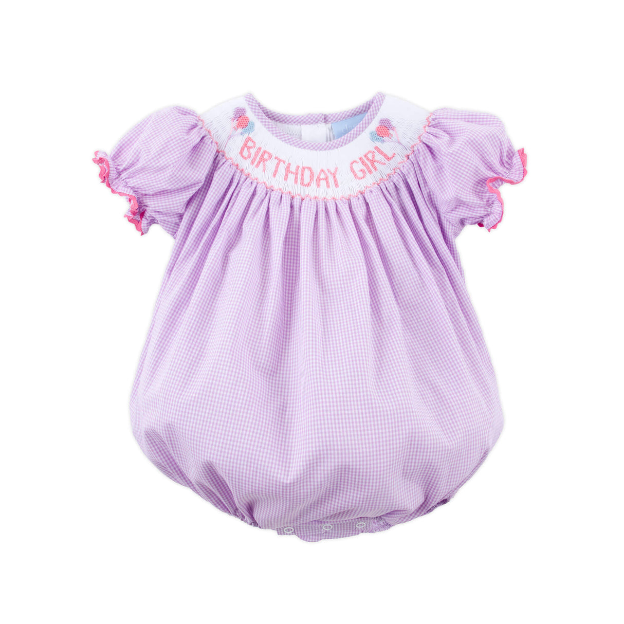 Birthday Girl Lavender Smocked Bubble