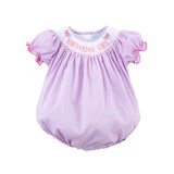 Birthday Girl Lavender Smocked Bubble