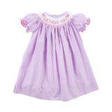 Birthday Girl Lavender Smocked Bishop Dress