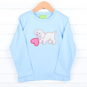 Playful Dog Heart Long Sleeve Blue Shirt