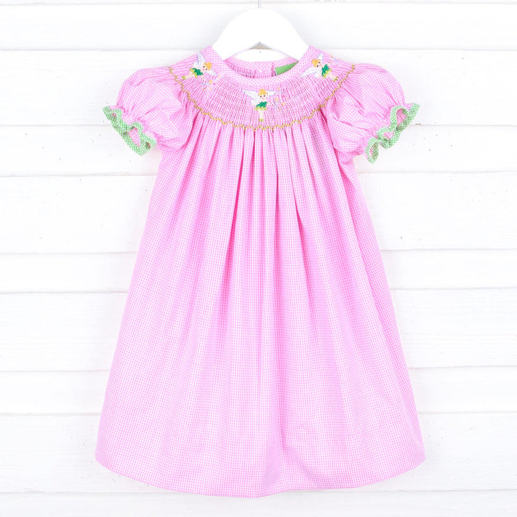 Neverland Fairy Pink Smocked Bishop Dress