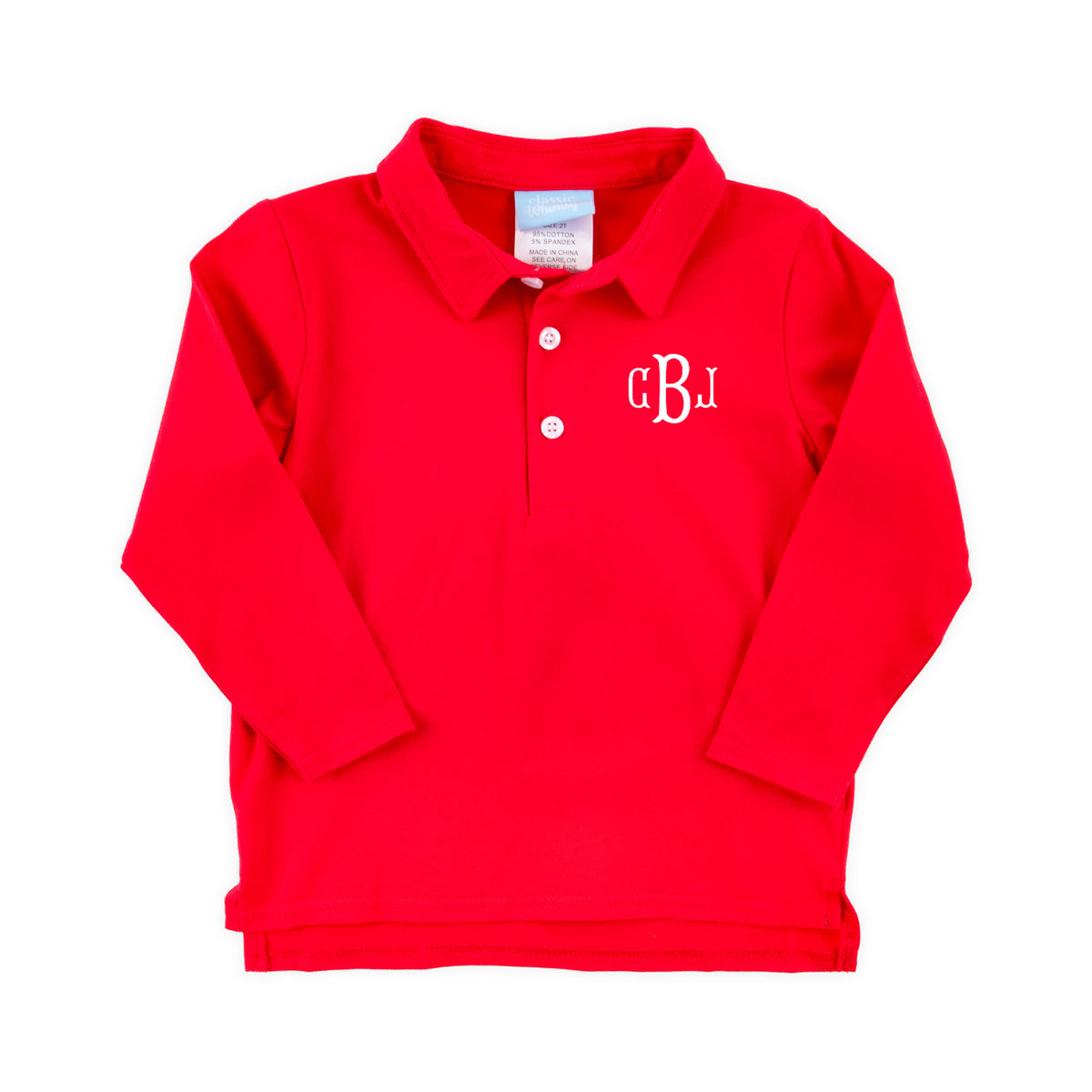 Solid Long Sleeve Polo Shirt Red