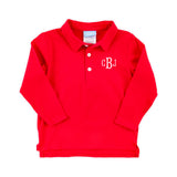 Solid Long Sleeve Polo Shirt Red