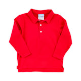 Solid Long Sleeve Polo Shirt Red
