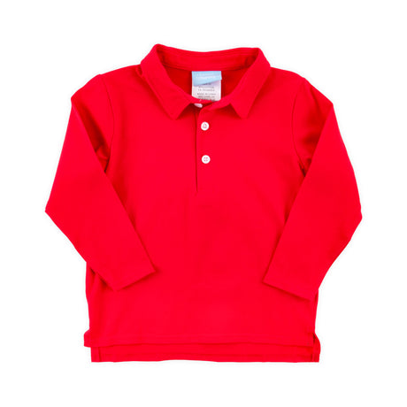 Solid Long Sleeve Polo Shirt Red