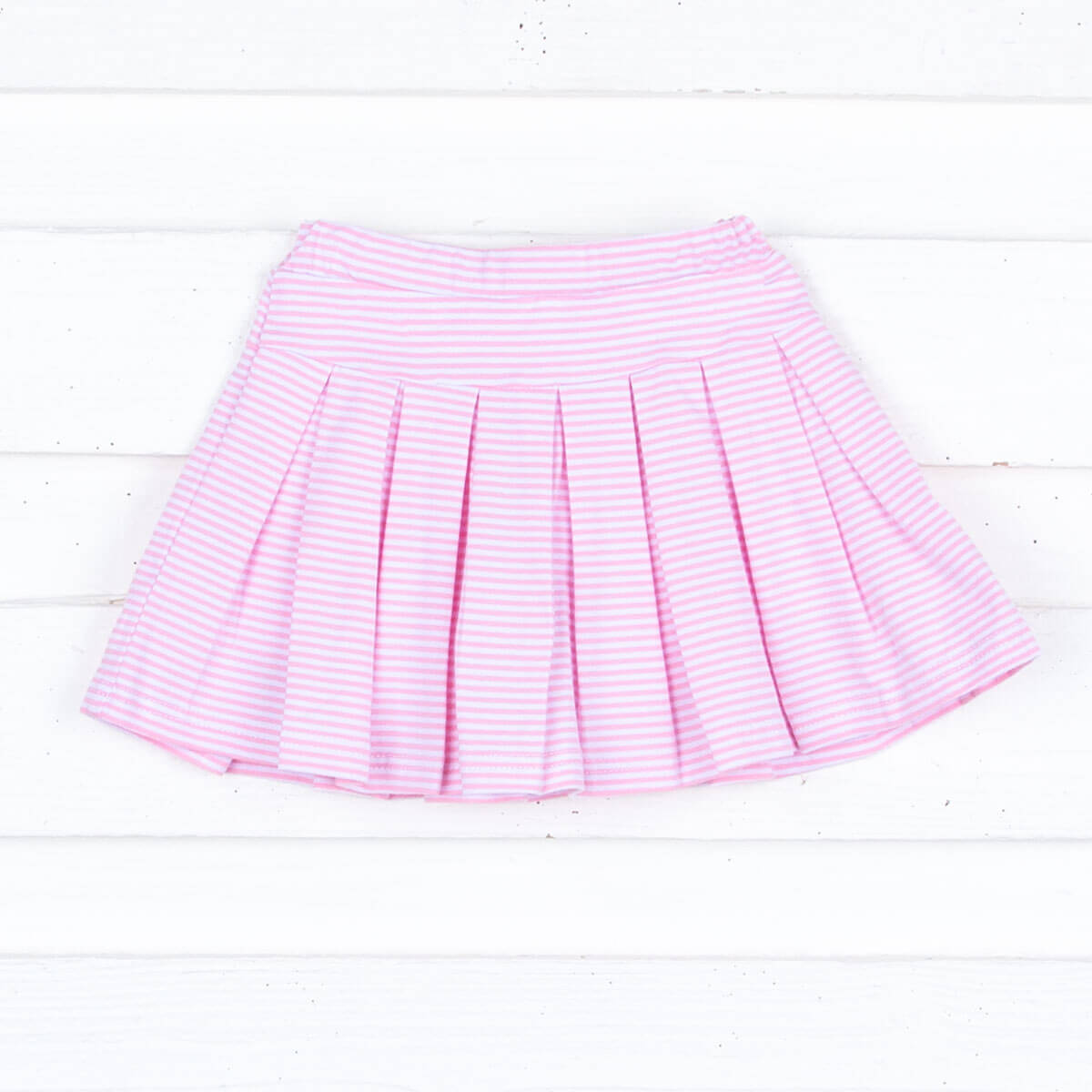 Pink Stripe Knit Pleated Skirt