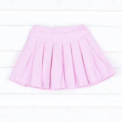 Pink Stripe Knit Pleated Skirt