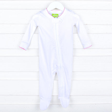 Solid White Color Trim Zip Sleeper
