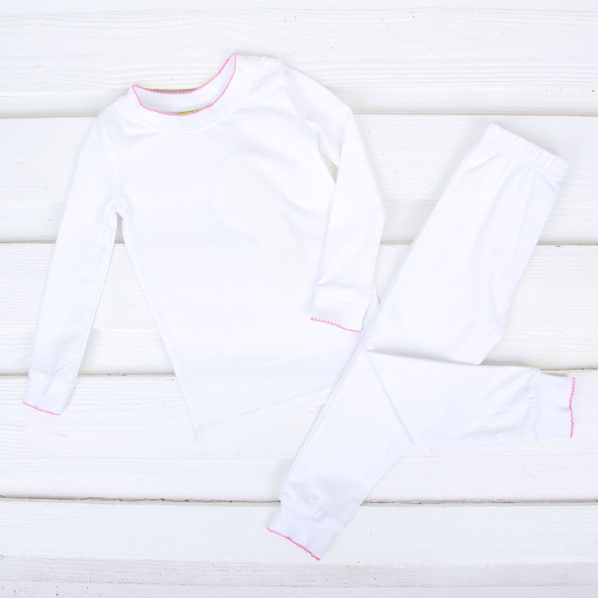 Solid White with Color Trim Pajamas