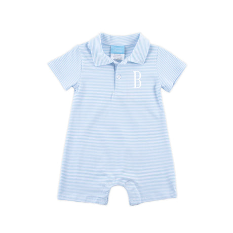 Blue Stripe Polo Romper
