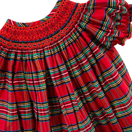 Manchester Plaid Red Smocked Long Bubble