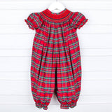 Manchester Plaid Red Smocked Long Bubble