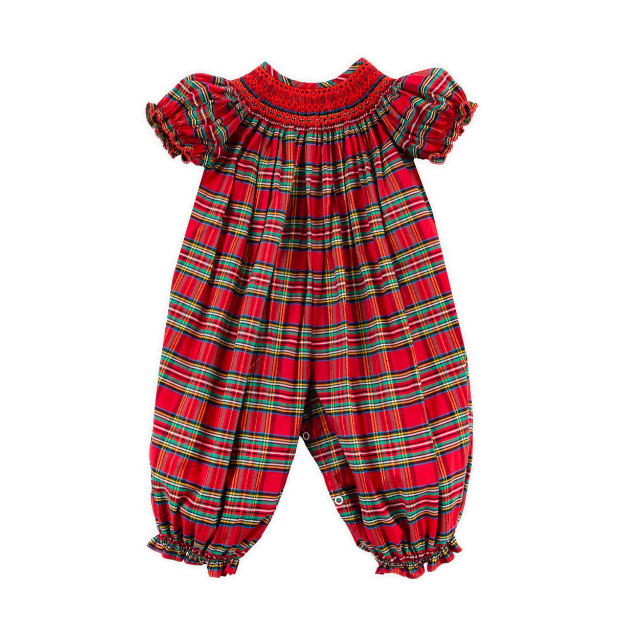 Manchester Plaid Red Smocked Long Bubble