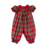Manchester Plaid Red Smocked Long Bubble