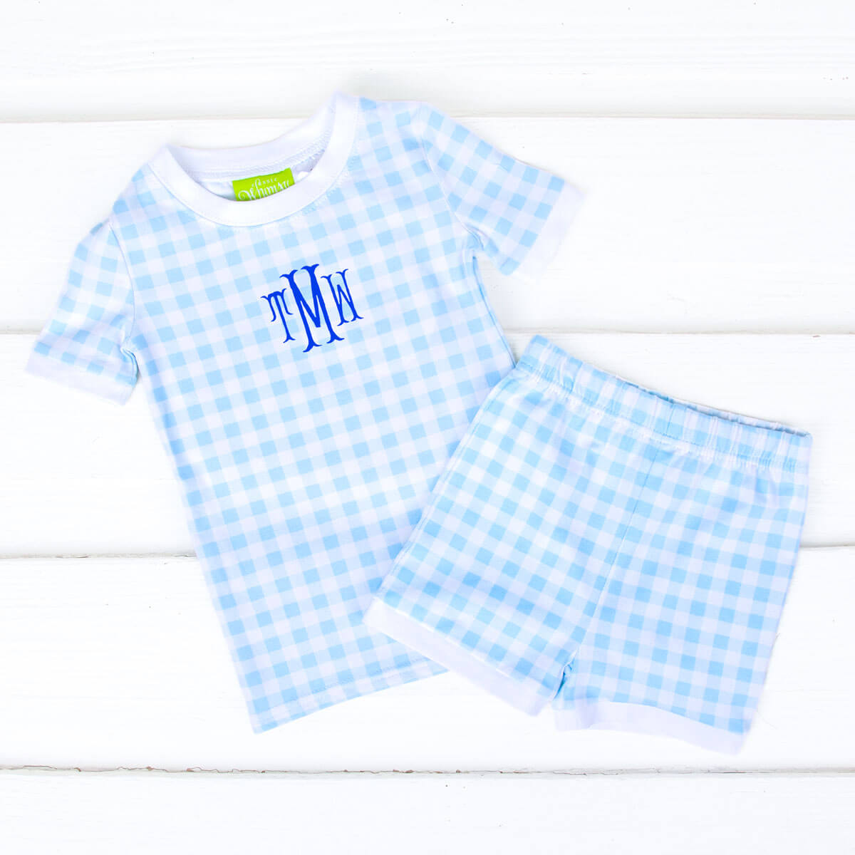 Gingham Short Pajamas Blue – Classic Whimsy - Main Image