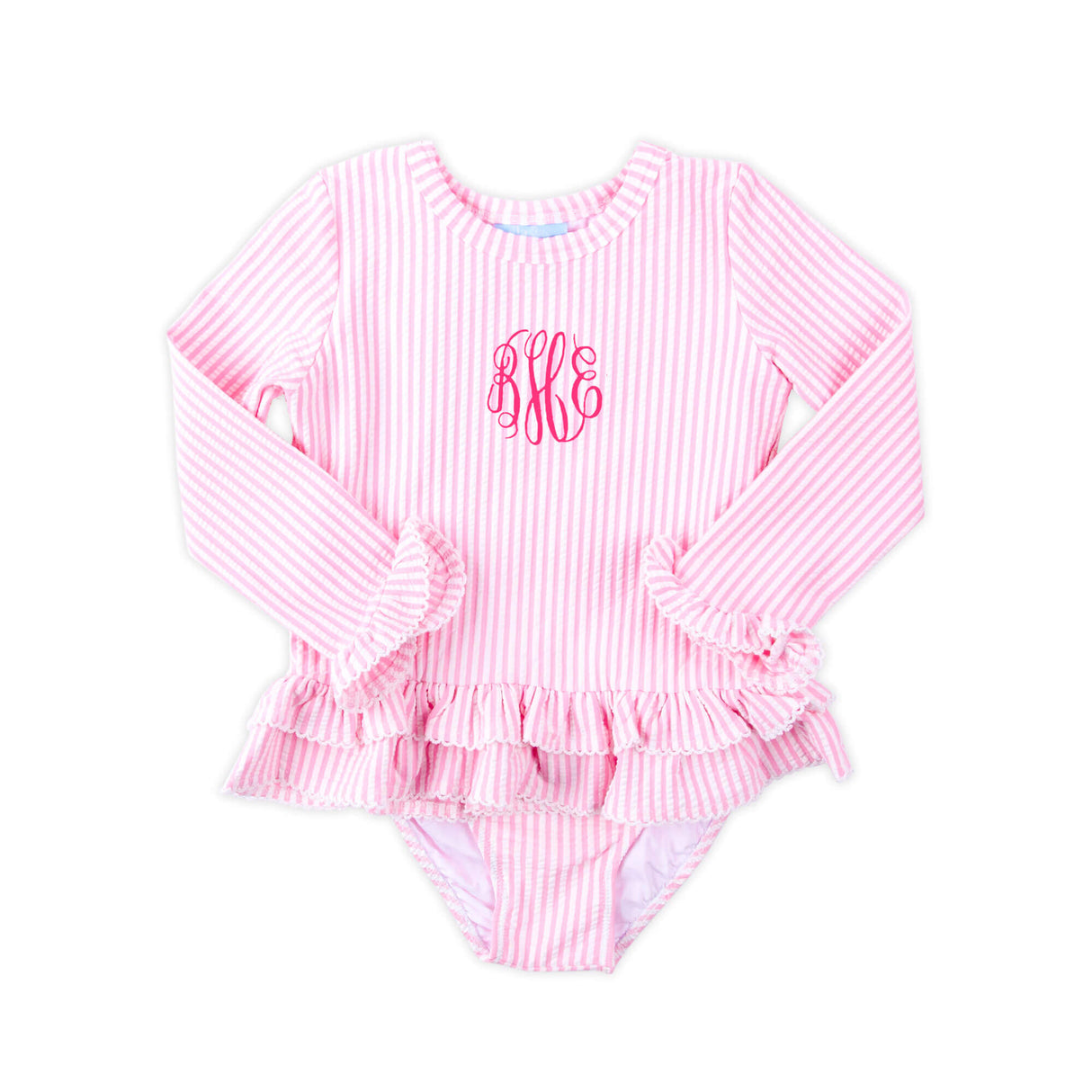 Santorini Pink Stripe Rash Guard Set