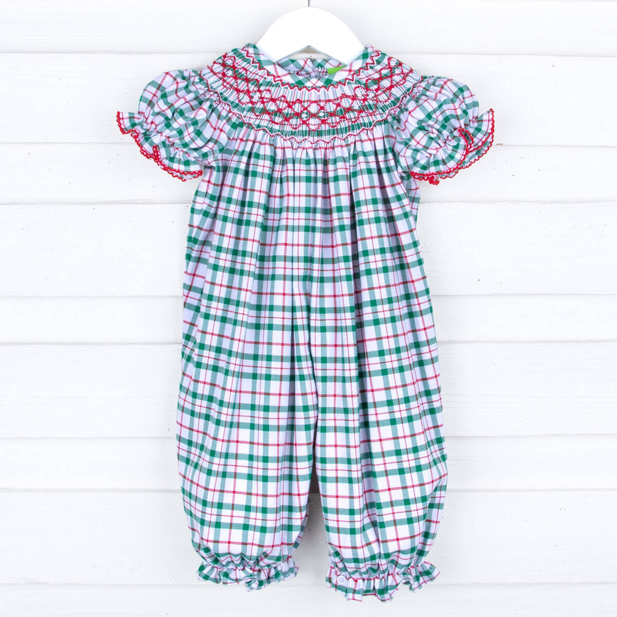 Windsor Plaid Smocked Long Bubble