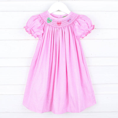 Candy Hearts Pink Smocked Bishop Dress