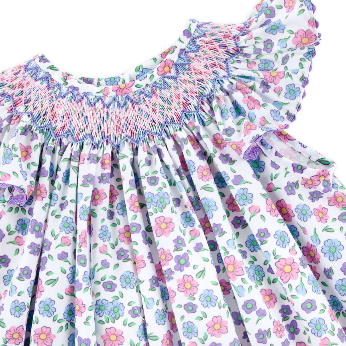 Springtime Floral Smocked Bishop Dress