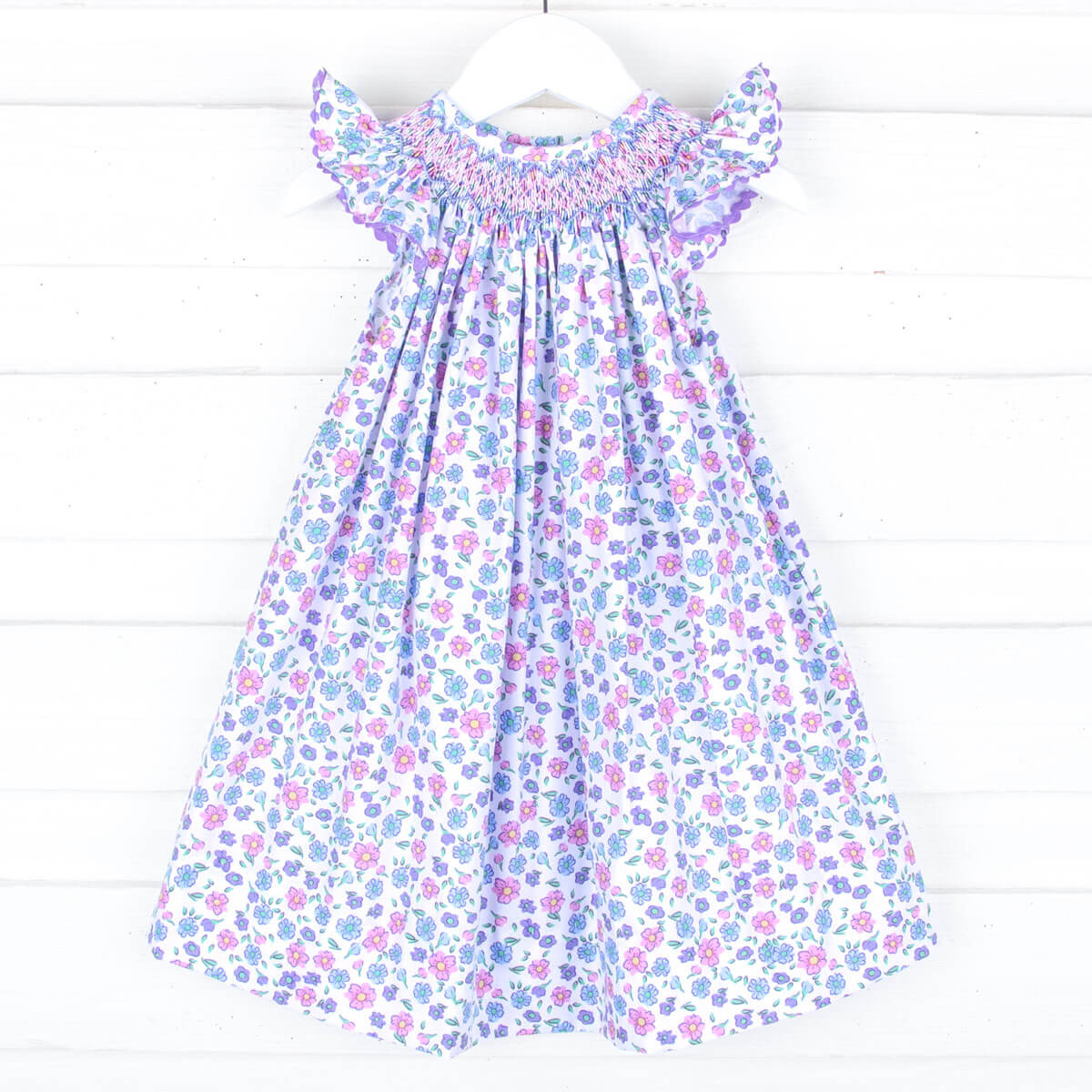 Springtime Floral Smocked Bishop Dress