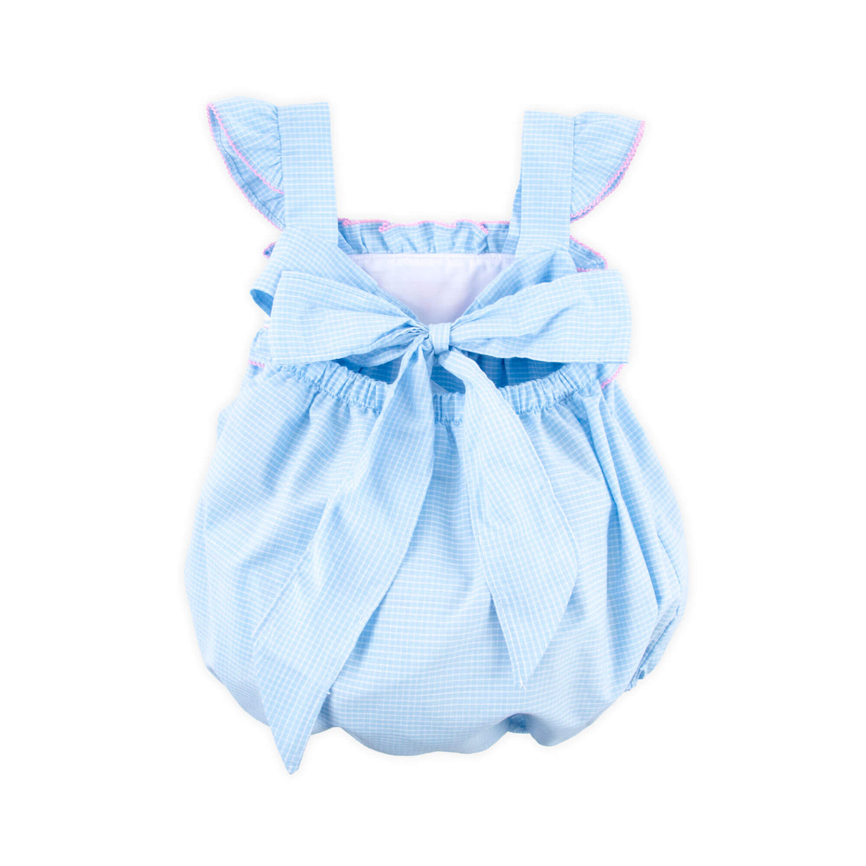 Happy Whale Blue Windowpane Smocked Amy Bubble