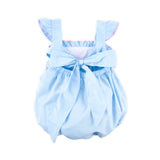 Happy Whale Blue Windowpane Smocked Amy Bubble