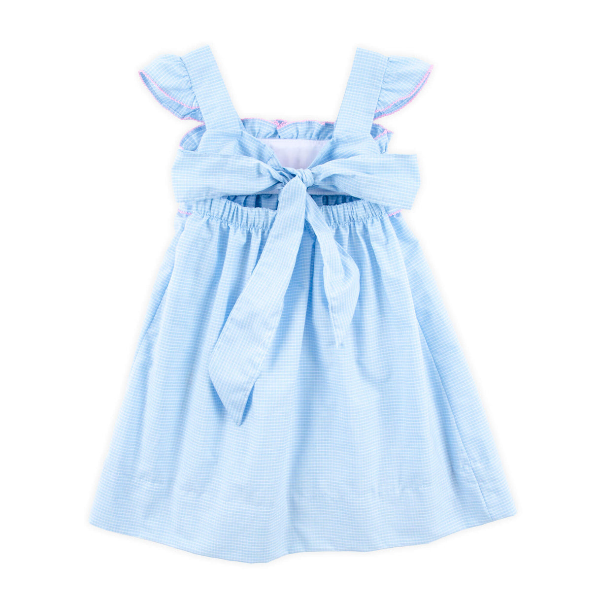 Happy Whale Blue Windowpane Smocked Amy Dress