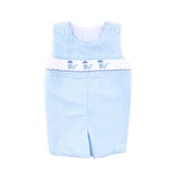Happy Whale Blue Windowpane Smocked Jon Jon