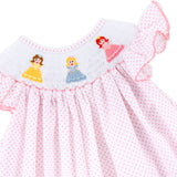 Pretty Princess Pink Dot Smocked Dress
