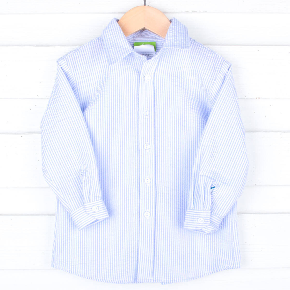 Light Blue Stripe Seersucker Button Down Shirt