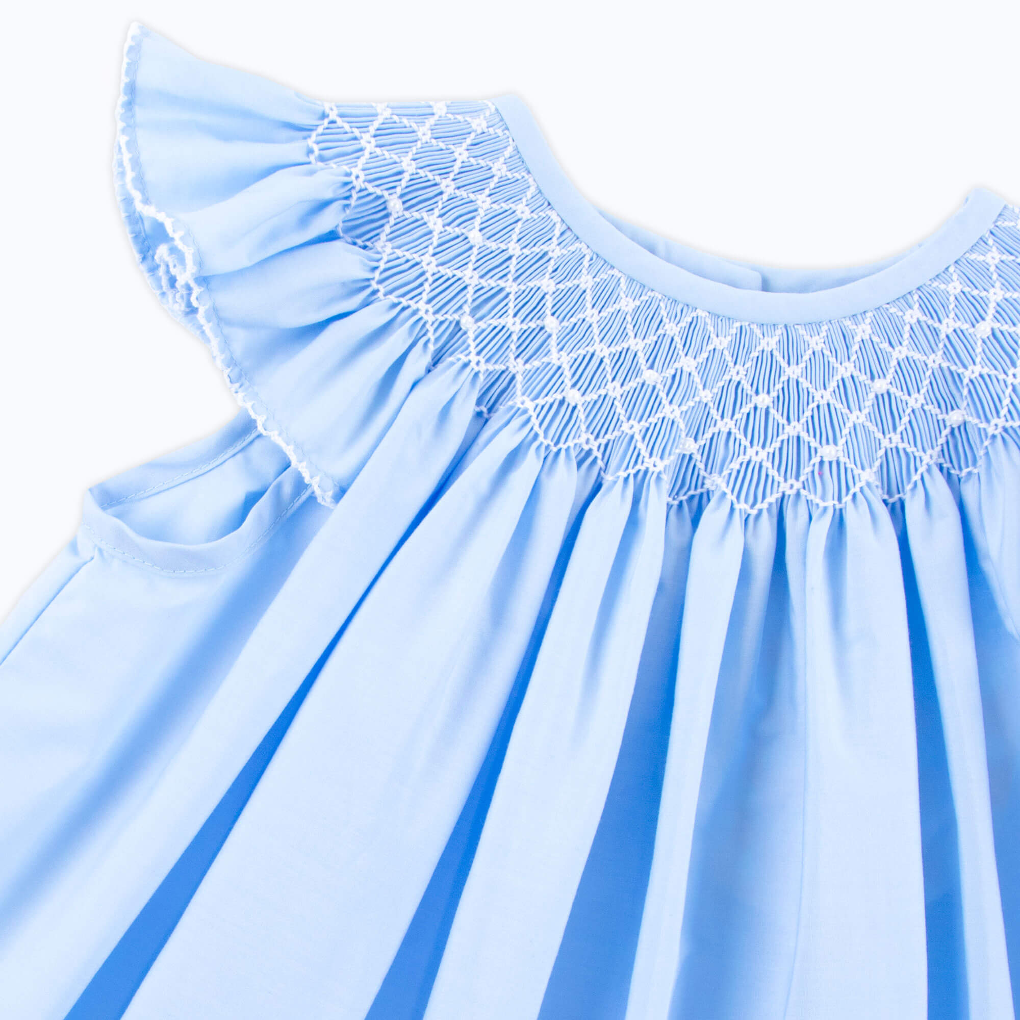 Shine Like A Pearl Blue Smocked Bubble – Classic Whimsy