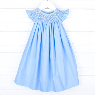 Shine Like A Pearl Blue Smocked Dress