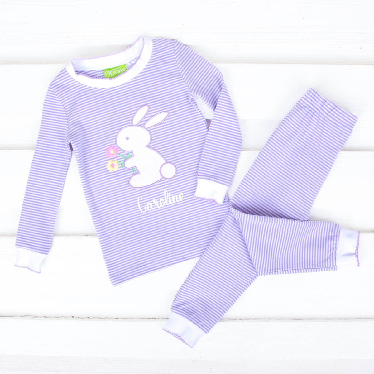 Lavender Stripe Garden Bunny Pajamas