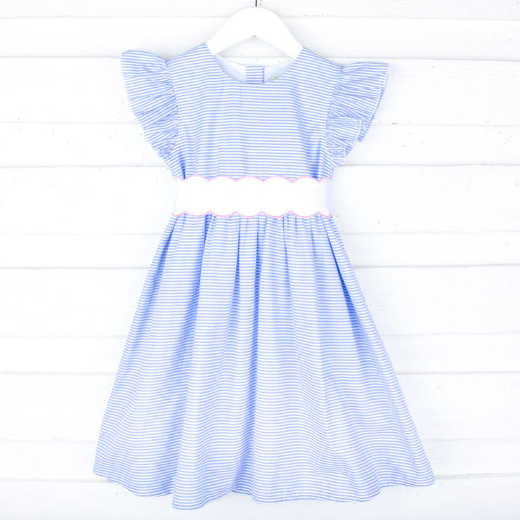 Sweet Spring Blue Stripe Sash Dress