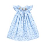 Storybook Rabbit Blue Floral Smocked Dress