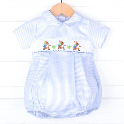 Storybook Rabbit Smocked Collared Bubble