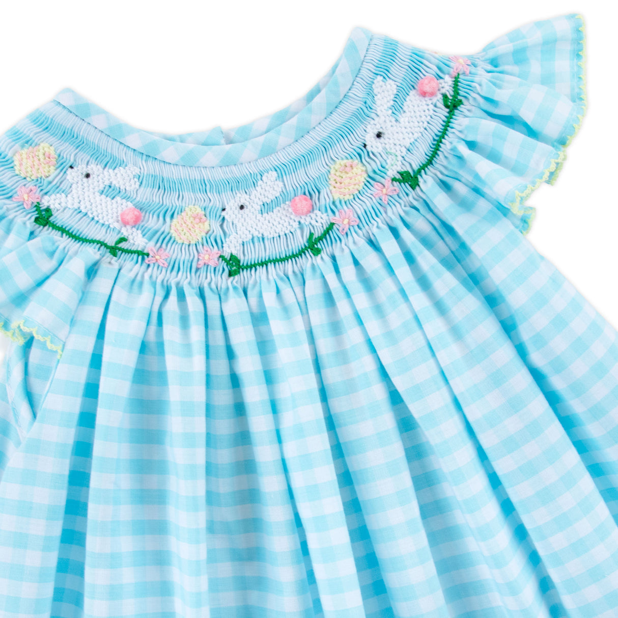 Hippity Hop Turquoise Bunny Smocked Dress