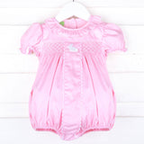 French Knot Bunny Pink Smocked Bubble