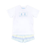 Spring Love Stripe Bunny Smocked Short Set