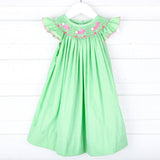 Hop To It Green Bunny Smocked Dress