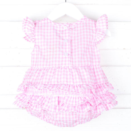 Pastel Pink Gingham Ruffle Kate Bubble