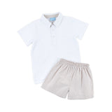 Khaki Gingham Polo Short Set