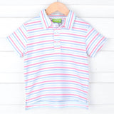 Blue & Pink Stripe Polo Shirt