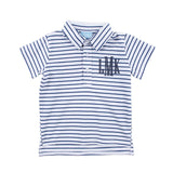 Navy Stripe Knit Short Sleeve Polo
