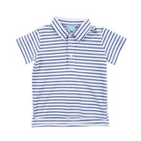Navy Stripe Knit Short Sleeve Polo