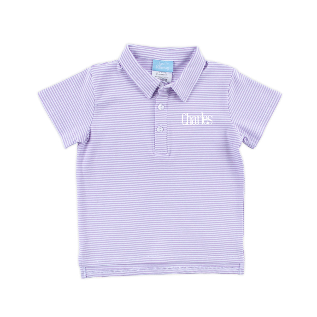 Lavender Stripe Knit Polo