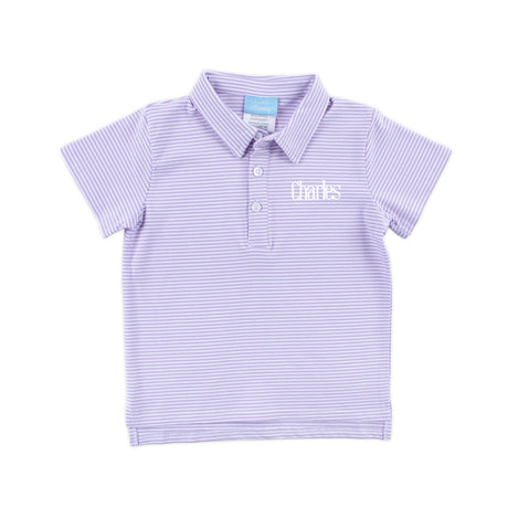 Lavender Stripe Knit Polo