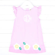 Blooming Daisy Applique Pink Stripe Emery Dress